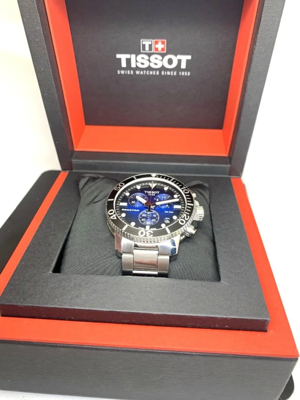 Tissot Men's Watch Seastar Chronograph Swiss Quartz Blue Dial T1204171104101